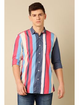 Allen Solly - Men Multi-Color Custom Fit Stripes Full Sleeves Casual Shirt