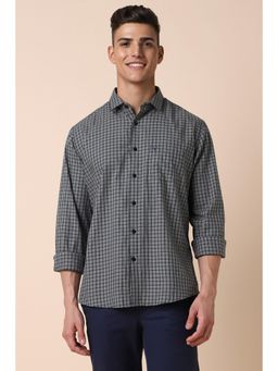 Allen Solly - Men Grey Slim Fit Checks Full Sleeves Casual Shirt