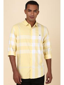 Allen Solly - Men Yellow Slim Fit Checks Full Sleeves Casual Shirt
