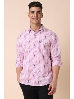 Allen Solly - Men Pink Slim Fit Print Full Sleeves Casual Shirt