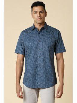 Allen Solly - Men Blue Slim Fit Print Half Sleeves Casual Shirt
