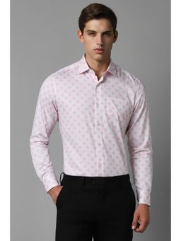 Louis Philippe - Men White Classic Fit Print Full Sleeves Formal Shirt