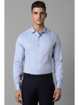 Louis Philippe - Men Blue Classic Fit Print Full Sleeves Formal Shirt