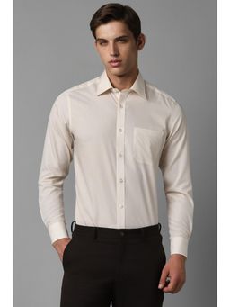 Louis Philippe - Men Cream Classic Fit Solid Full Sleeves Formal Shirt