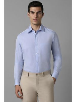 Louis Philippe - Men Blue Classic Fit Textured Full Sleeves Formal Shirt