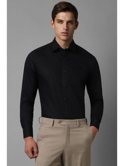 Louis Philippe - Men Black Classic Fit Solid Full Sleeves Formal Shirt