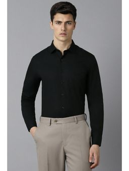 Louis Philippe - Men Black Slim Fit Solid Full Sleeves Formal Shirt