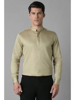 Louis Philippe - Men Olive Slim Fit Solid Full Sleeves Formal Shirt
