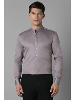 Louis Philippe - Men Grey Slim Fit Solid Full Sleeves Formal Shirt