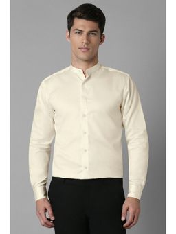 Louis Philippe - Men Cream Slim Fit Solid Full Sleeves Formal Shirt