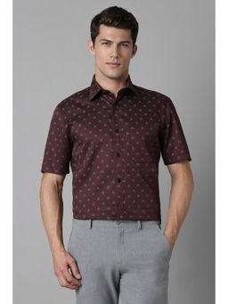 Louis Philippe - Men Purple Classic Fit Print Half Sleeves Formal Shirt