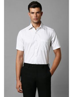 Louis Philippe - Men White Classic Fit Print Half Sleeves Formal Shirt