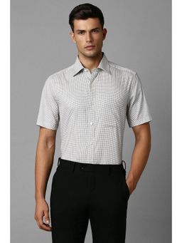 Louis Philippe - Men Grey Classic Fit Print Half Sleeves Formal Shirt