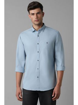 Louis Philippe - Men Blue Slim Fit Solid Full Sleeves Casual Shirt