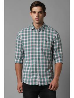 Louis Philippe - Men Green Slim Fit Checks Full Sleeves Casual Shirt
