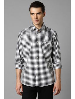 Louis Philippe - Men White Slim Fit Checks Full Sleeves Casual Shirt