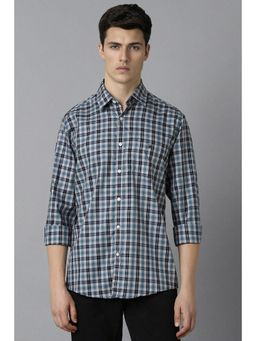 Louis Philippe - Men Blue Slim Fit Checks Full Sleeves Casual Shirt