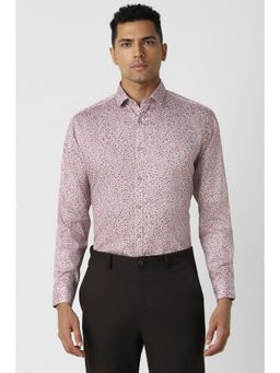 Van Heusen - Men Pink Slim Fit Print Full Sleeves Party Shirt
