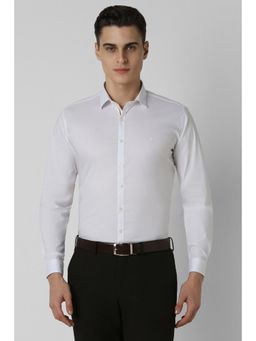 Van Heusen - Men White Slim Fit Solid Full Sleeves Party Shirt