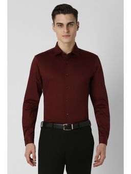 Van Heusen - Men Maroon Slim Fit Print Full Sleeves Party Shirt