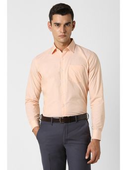 Van Heusen - Men Peach Slim Fit Solid Full Sleeves Formal Shirt