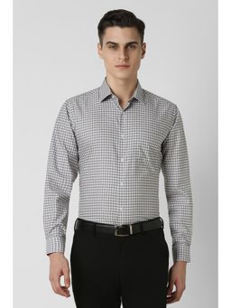 Van Heusen - Men Grey Regular Fit Checks Full Sleeves Formal Shirt