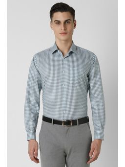 Van Heusen - Men Green Regular Fit Checks Full Sleeves Formal Shirt