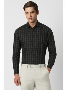 Van Heusen - Men Black Slim Fit Checks Full Sleeves Formal Shirt