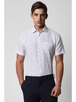 Van Heusen - Men Grey Regular Fit Floral Print Half Sleeves Formal Shirt