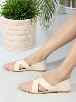 DENILL - Peach Synthetic Leather Casual Ballerina