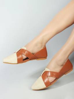 DENILL - Tan Synthetic Leather Casual Ballerina