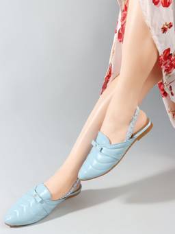 DENILL - Blue Synthetic Leather Casual Slip On Mules
