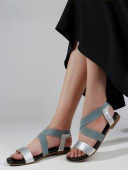 DENILL - Silver Synthetic Leather Flats
