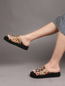 DENILL - Multicolor Suede Open Toe Flats