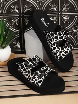 DENILL - Black Suede Open Toe Flats