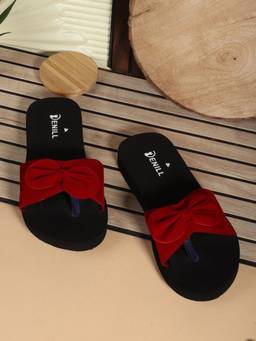 DENILL - Red Suede Open Toe Flats