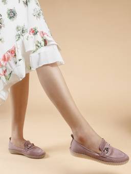 DENILL - Peach Suede Ballerina
