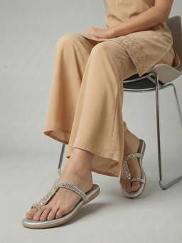 DENILL - Silver Synthetic Leather Flats