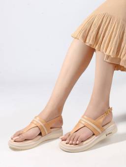 DENILL - Beige Synthetic Leather Wedges