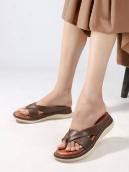 DENILL - Brown Synthetic Leather Wedges