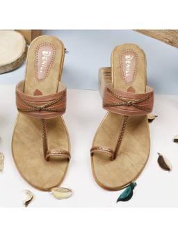DENILL - Pink Synthetic Leather Kolhapuris