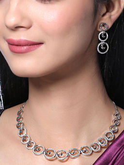 Yellow Chimes - Ad Studded Choker Necklace Set with Earrings for Women