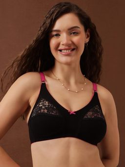Clovia - Cotton Non-Padded Full Cup Wire Free Everyday Bra - Black