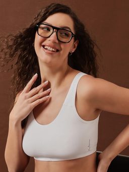 Clovia - Cotton Solid Non-Padded Full Cup Wire Free Teen Bra - White