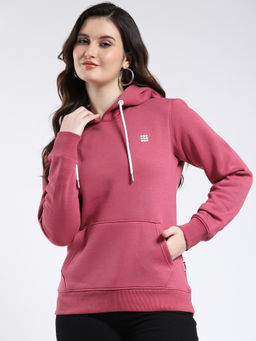 Rock.it - Women Pink Regular Fit Solid Pull On Full Sleeve Hoodie