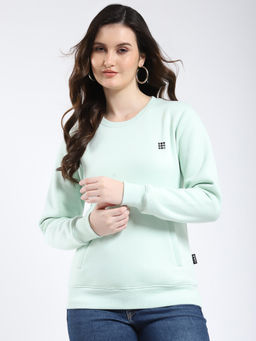 Rock.it - Women Green Regular Fit Round Neck Solid Pull On Full Sleeve Sweatshirt