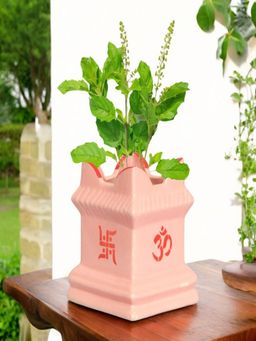 Ecofynd - 6 Inches Pink Tulsi Ceramic Plant Pots