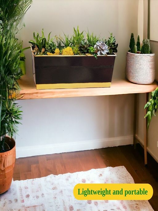 Ecofynd Pack Of 3, 16 Inches Black Rectangular Metal Plant Pot