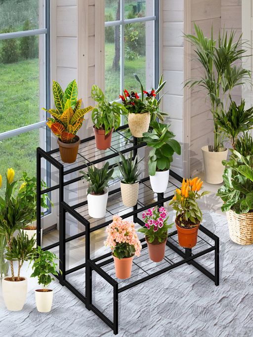 Ecofynd Ryder Metal Plant Stand for Indoor and Outdoor
