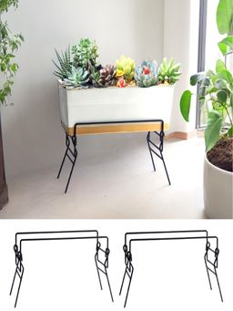 Ecofynd - Pack Of 2, Rectangular Metal Plant Stand for Indoor & Outdoor Pot